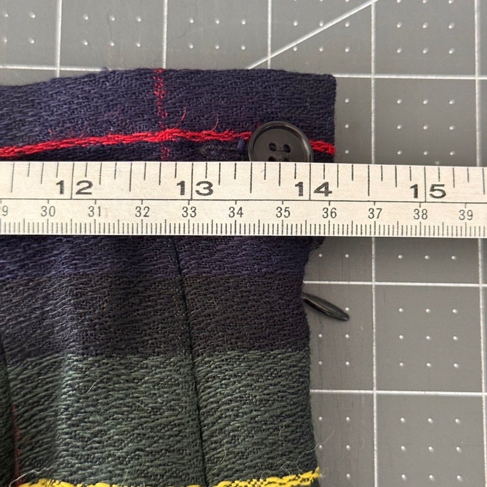Vintage Dark Academia Preppy Tartan Maxi Skirt Green Wool Blend Velvet Size 10 - Picture 6 of 7
